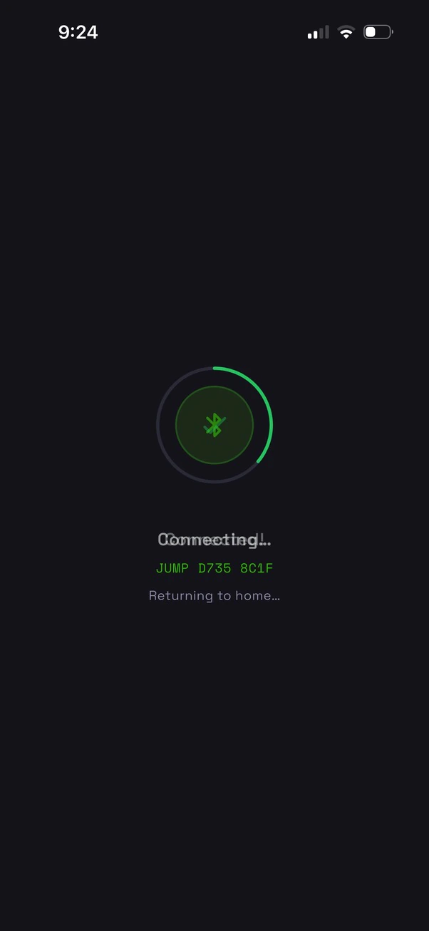 Connecting screen with BLE progress ring