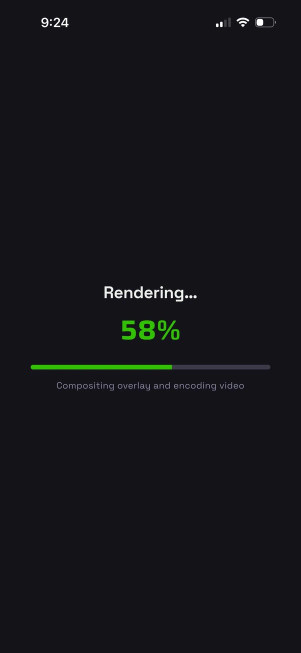 Rendering progress screen compositing the overlay